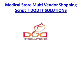 Medical Store Multi Vendor Shopping Script | DOD IT SOLUTIONS