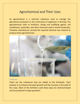 Agrochemical and Their Uses