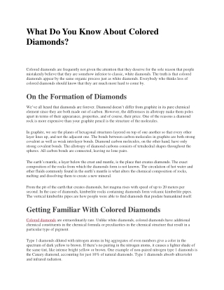 What Do You Know About Colored Diamonds?