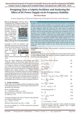 Designing Class a Colpitts Oscillator and Analyzing the Effect of DC Power Supply on its Frequency Stability