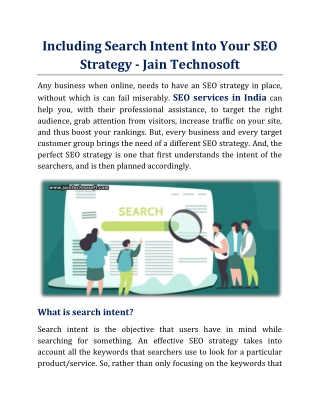 Including Search Intent Into Your SEO Strategy - Jain Technosoft