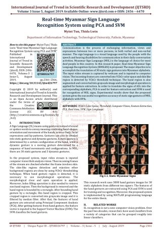 Real time Myanmar Sign Language Recognition System using PCA and SVM