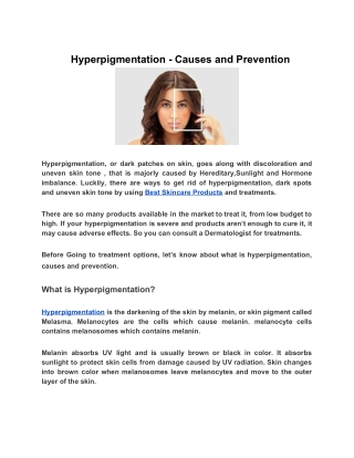 Hyperpigmentation - Causes and Prevention