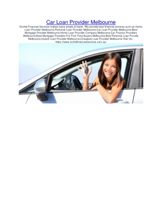 Car Loan Provider Melbourne