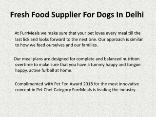 Fresh Food Supplier For Dogs In Delhi 