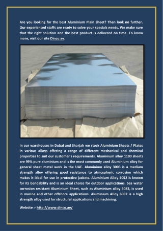 Plain Aluminium Sheet Metal - dinco.ae