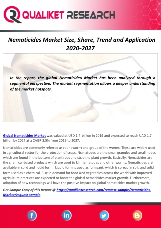 Nematicides Market Overview, Industry News, Application,Development Opportunities & Challenges 2020-2027