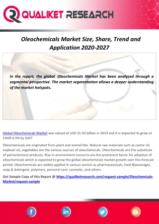 Top 10 Major Vendors in the Global Oleochemicals Market 2020-2027