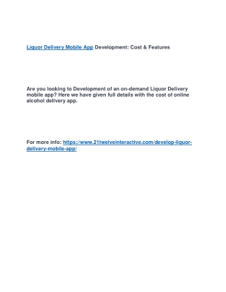 Liquor Delivery Mobile App Development: Cost & Features