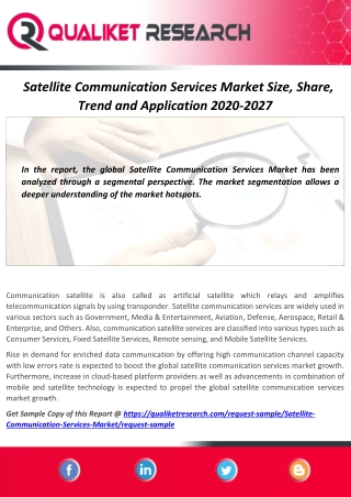 Global Satellite Communication Services Market Technology Deployment in Future and Application Report