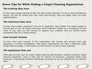 Seven Tips for While Picking a Carpet Cleaning Organization