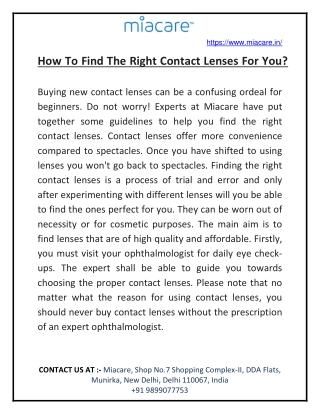 How To Find The Right Contact Lenses For You?