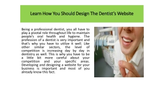 Learn how you Should Design the Dentist’s Website