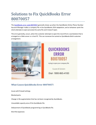 Pick Relevance Steps to Resolve QuickBooks Error 80070057