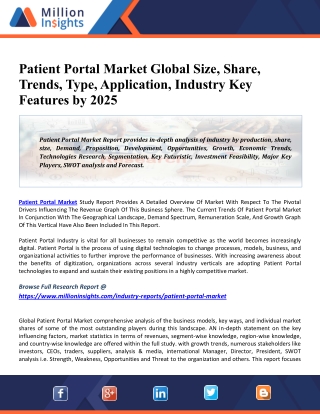 Patient Portal Market: 2020 Global Industry Trends, Growth, Share, Size And 2025 Forecast Research Report