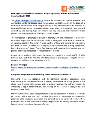 Food Hydrocolloids Market Research- Insights by Industry Volume and Business Opportunities till 2025