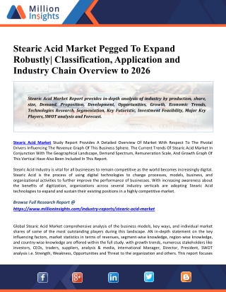 Stearic Acid Market 2020 Industry Price Trend, Size Estimation, Industry Outlook and Business Growth