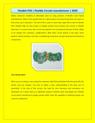 Flexible PCB | Flexible Circuits manufacturer | 2020