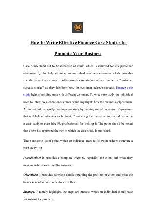 How to Write Effective Finance Case Studies to Promote Your Business