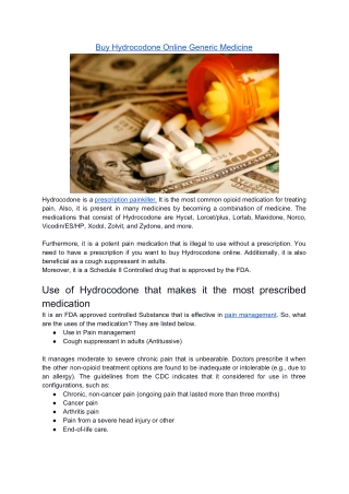 Buy Hydrocodone Online Generic Medicine