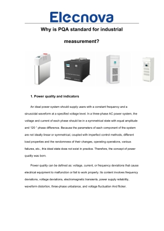 Why is pqa standard for industrial measurement