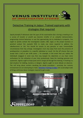 Detective training in Jaipur trained aspirants with strategies that required