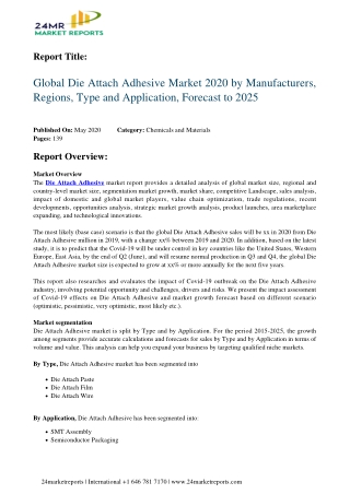 Die Attach Adhesive Market 2020