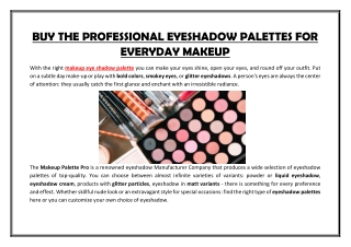 BUY THE PROFESSIONAL EYESHADOW PALETTES FOR EVERYDAY MAKEUP