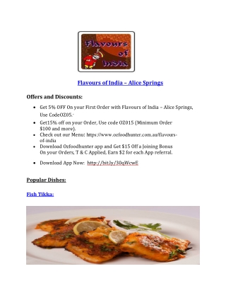 Indian Restaurant in Alice Springs - Flavours of India - 5% Off