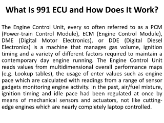 What Is 991 ECU and How Does It Work?
