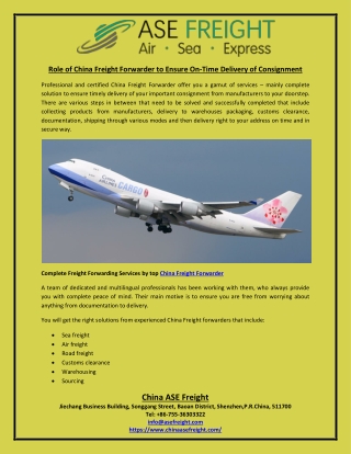 Role of China Freight Forwarder to Ensure On-Time Delivery of Consignment