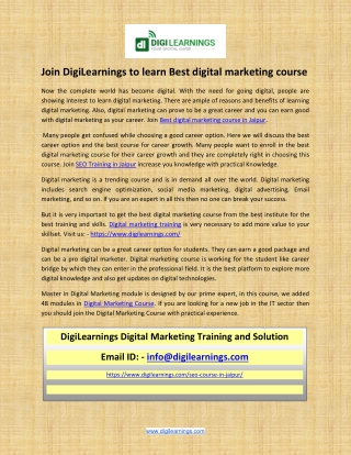 Join DigiLearnings to learn Best digital marketing course