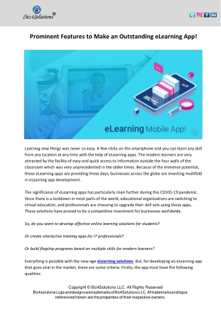 Prominent Features to Make an Outstanding eLearning App!