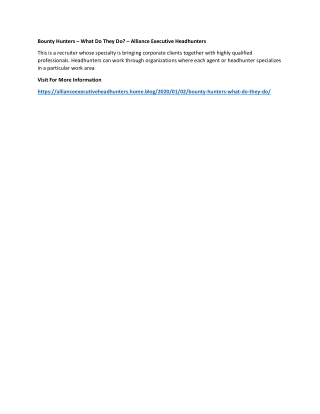 Bounty Hunters – What Do They Do? – Alliance Executive Headhunters