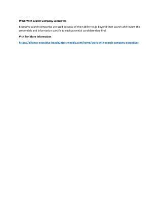 Work With Search Company Executives