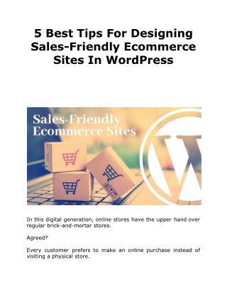 5 Best Tips For Designing Sales-Friendly Ecommerce Sites In WordPress