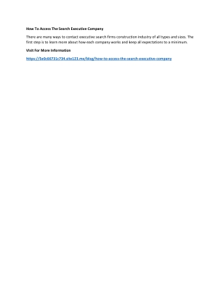 How To Access The Search Executive Company