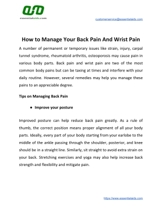 How to Manage Your Back Pain And Wrist Pain