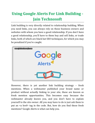 Using Google Alerts For Link Building - Jain Technosoft