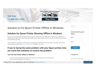 Easy To Fix Epson Printer Offline in Windows