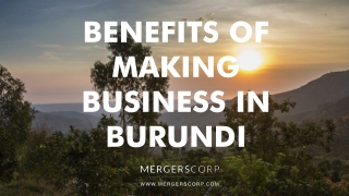 Benefits of Making Business in Burundi | Buy & Sell Business