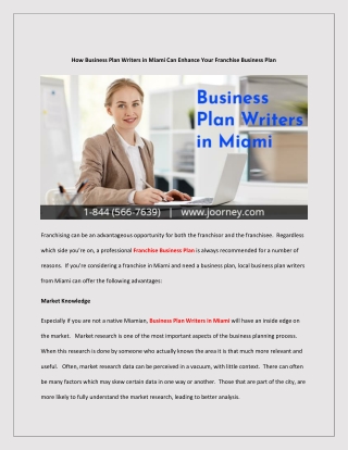 How Business Plan Writers in Miami Can Enhance Your Franchise Business Plan