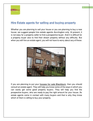 Hire Estate agents for selling and buying property