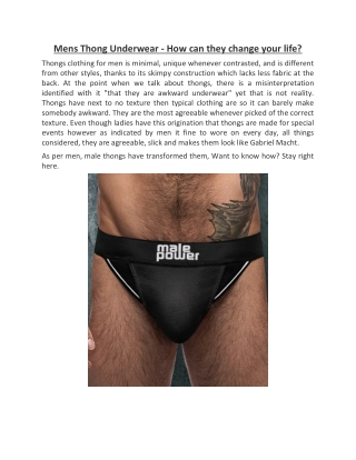 Mens Thong Underwear - How can they change your life?