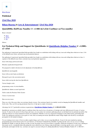 Dial QuickBooks Helpline Number 1(888)4O3-O5O6