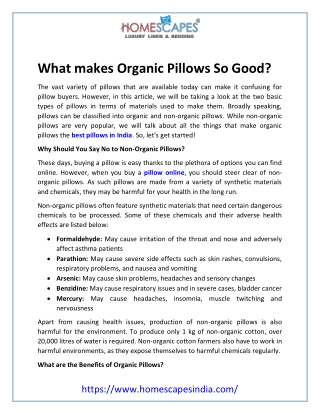 What makes Organic Pillows So Good?