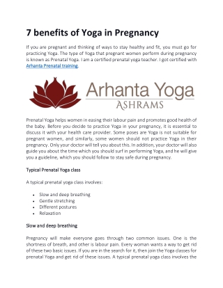 7 benefits of Yoga in Pregnancy