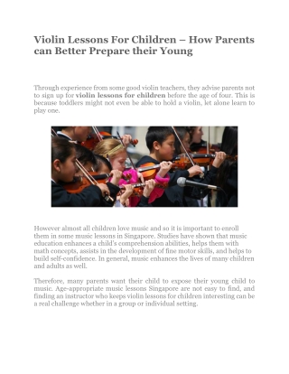 Violin Lessons For Children – How Parents can Better Prepare their Young