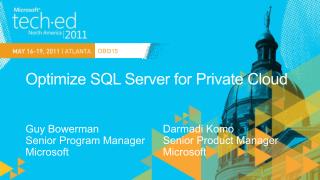 Optimize SQL Server for Private Cloud