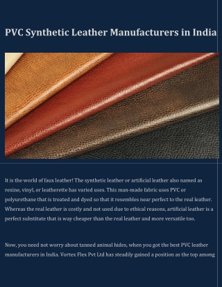 PVC Synthetic Leather Manufacturers in India